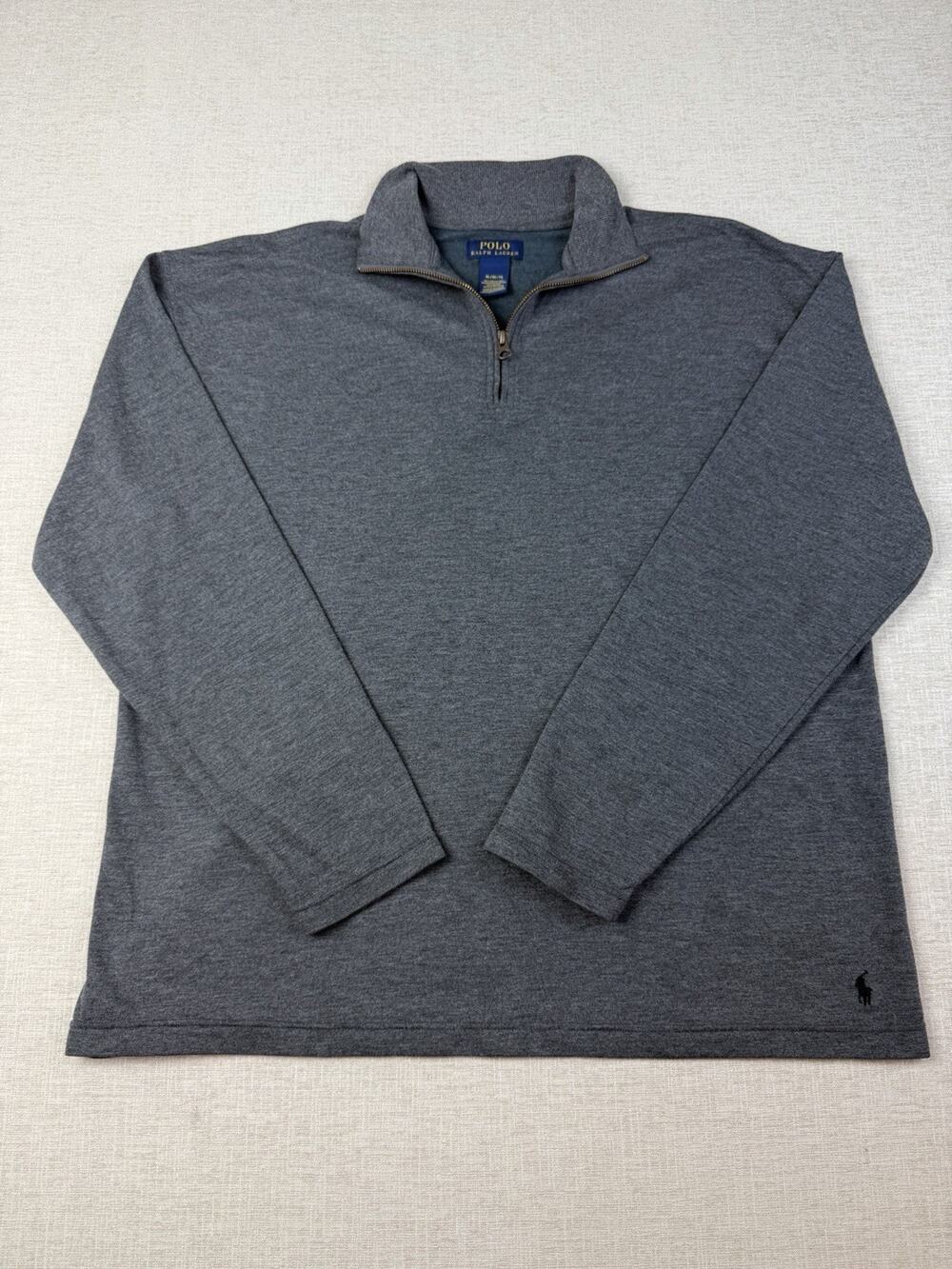 Polo Ralph Lauren XL 1/4 Zip Pullover Gray Mock Neck Pony Sweatshirt